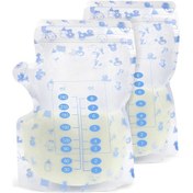 Resim Qingmipy "100 Adet Bpa İçermeyen Anne Sütü Saklama Poşeti - Çift Fermuarlı, Kendi Duran, 240ml Kapasiteli" 