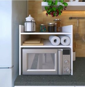 Resim Tezgah Üstü Mikrodalga Fırın Standı Mutfak Düzenleyici Raf Beyaz 
