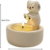 Resim Vkemall Kedi Figürlü Seramik Mumluk, Nordik Tarz Dekoratif Aromaterapi Alet, Sevimli Hayalet Halloween Hediyesi Mum Dahil Değil Beyaz 