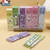 Resim 4 Adet Sanrio Kawaii Karikatür Tükenmez Kalemler, Siyah Mürekkep, Sevimli Kuromi Hello Kitty Melodi Tasarımı, En Popüler Kırtasiye, Pürüzsüz Yazma Deneyimi, Öğrenciler ve Ambalajlama, Sanrio 