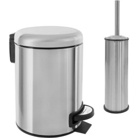 Resim Vinoks Elit Serisi Antifenger Özellikli 2'li Banyo Seti Çöp Kovası ve Kolozet Fırçası 3 Litre 