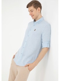 Resim U.s. Polo Assn. Erkek Açık Mavi Gömlek Desenli 50283423-vr003 Mavi 