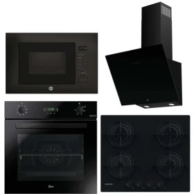 Resim Hoover 4'lü Ankastre Set Siyah (HO3158B FIRIN-HMIG20GDFN MİCRO-HVW6MBB Gazlı OCAK-HDG6C1GBTK) 