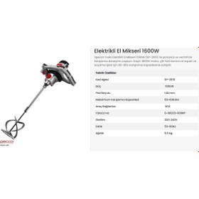 Resim Specco Karıştırıcı Mikser 140mm 1400w-220v Sp2016 