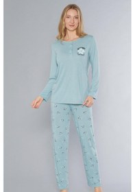 Resim Uzun Kol Pijama Takımı Mevsimlik Viskon Alperi 790-64 YESIL 