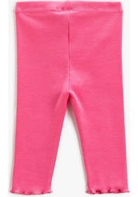 Resim Koton Tayt Fitilli Tek Düğme Detaylı Beli Lastikli Pembe 3smg40026ak 3SMG40026AK273 Gül 