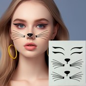 Resim 1 adet Siyah Kedi Yüzü Sticker, Kendinden Yapışkan Yüz Makyajı Parti Dekorasyonları için, Karnaval/Mardi Gras/Marda Gras 