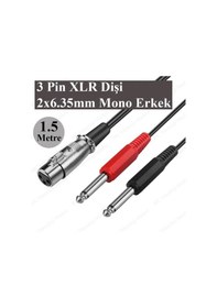 Resim 3-Pin Xlr Dişi To 2 X 1-4 "6.35Mm Mono Erkek Trs Y Kablo - 1.5 M 