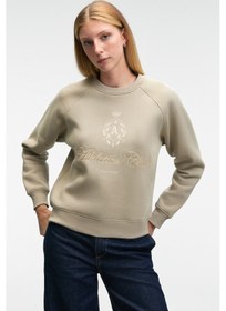 Resim Grimelange MIRELLAN Kadın Baskılı Yuvarlak Yaka Regular Fit Taş Rengi Sweatshirt 