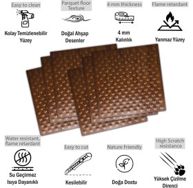 Resim 3 Boyutlu Duvar Paneli Kabartmalı Puantiye Desen Pvc 41X41 Cm/ 6 Adet /1 M² Teak 