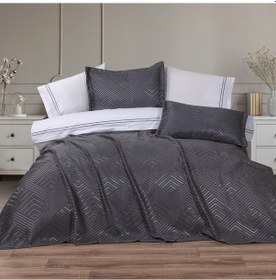 Resim Schafer Paisley Şönil Çift Kişilik Yatak Örtüsü Seti 7 Parça-antrasit Antrasit 
