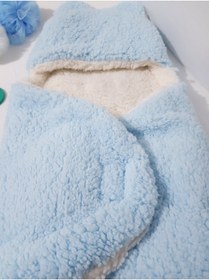 Resim bebek_iklimi Welsoft Dış Kundak Bebek Sarma Battaniyesi Mavi - Kapüşonlu Çift Katman Ayaklı Model 