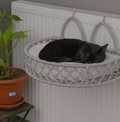 Resim Tasaryum Kedi Köpek Kalorifer Yatağı, Hamak, Kedi Yatağı Gri 