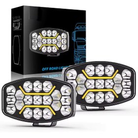 Resim Dijipazar 10'' Beyaz-Turuncu LED Çalışma Lambası Uyumlu Spot Projektör + Tır Kamyon Road 12-24Volt (1 ADET) 