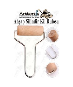 Resim Ahşap Silindir Kil Rulosu 5 Cm 1 Adet Seramik Şekillendirme Metal Sap Çömlekçilik 