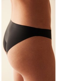 Resim Penti Siyah Smooth İz Yapmayan Dikişsiz Orta Bel Lazer Kesim Slip Külot 