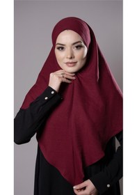 Resim Hürrem Bone Bordo Pratik Hazır Geçmeli Tesettür Eşarp Pamuk Caz Kumaş Düz Hijab 2306 16 
