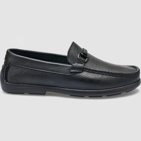 Resim Cabani %100 Hakiki Deri Siyah Toka Detaylı Erkek Loafer Siyah 