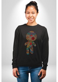 Resim Voofoo Bebeği Doll Doldurulmuş Bebek Unisex Siyah Baskılı Sweatshirt Siyah 