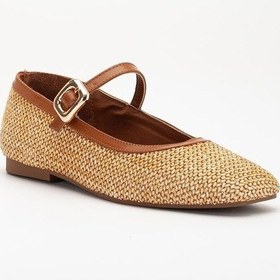 Resim Kadın Babet Taba Hasır Detaylı Baretli Küt Burun-3695 Taba 