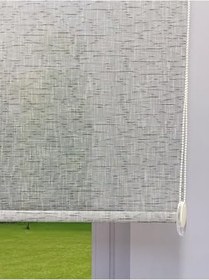 Resim Çift Mekanizmalı Açık Gri Çizgili Desenli Tül ve Beyaz Mat Stor Perde 100 x 200 Gri 77500-V8-P1090 