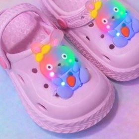 Resim Kid's World Işıklı Kız Çocuk Terlik Ayıcık Tokalı Kaydırmaz Havuz Plaj Terliği 
