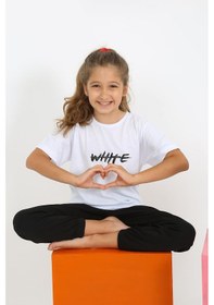 Resim Akbeniz Kız Çocuk Kısa Kol Beyaz Penye Pijama Takım 20432 