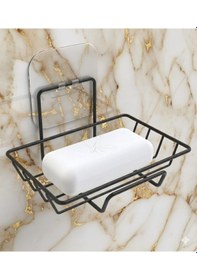 Resim Yapışkanlı Metal Tel Siyah Katı Sabunluk Siyah 