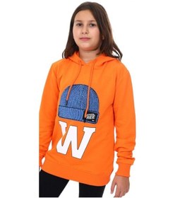 Resim Ekkokids Çocuk Bere Baskılı Ve İşlemeli Kapüşonlu Sweatshirt-13410-turuncu Turuncu 
