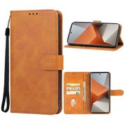 Resim Xiaomi Redmi Note 13 Pro İçin Deri Telefon Kılıfı Kahverengi 