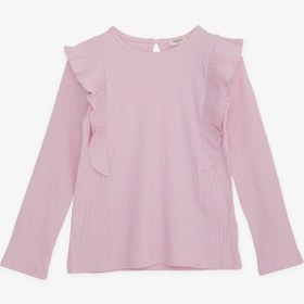 Resim Breeze Kız Çocuk Uzun Kollu Bluz Fırfırlı 4-8 Yaş, Pembe 