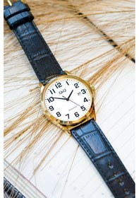 Resim Q&q A480j104y Gold Beyaz Kalın Rakamlı Takvimli Erkek Kol Saati 