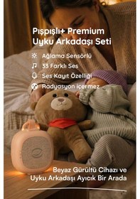 Resim Plus 33 Sesli Ağlama Sensörlü Beyaz Gürültü Cihazı Bebek Uyku Arkadaşı Ayıcık Pembe 