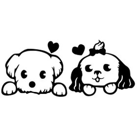 Resim Genel Markalar Sevimli Köpekler Sticker 10 X 4 Cm 