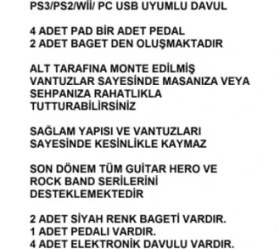Resim Ay Teknoloji Ps3-Ps2-Pc Bilgisayar-Wii Uyumlu Guitar Hero Davul(Rock Band+Guitar Hero) 