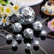 Resim 10 adet Gümüş Disco Topu Ahşap Çubuklu Pasta Süsü Dekoratif Köpük Disco Topu Ayna Topu Parti Süslemesi için 