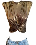 Resim Gira official Vatkalı Düğümlü Crop Top Gold 