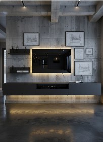 Resim Resital Ledli Duvara Monte Tv Sehpası - Antrasit - W6019-4 Antrasit 