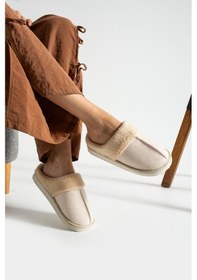 Resim Unisex Peluşlu Ev Terliği Bej 