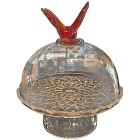 Resim Mikasa Moor Amber Kelebekli Kapaklı Cam Kek Standı 18x21cm 