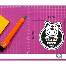 Resim Genel Markalar Arabada Bebek Var Araba-motosiklet Cam Etiket Sticker 15x13 Cm 