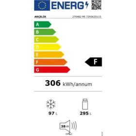 Resim Arçelik 392 Lt Kombi Tipi Buzdolabı F Enerji Sınıfı ile Sessiz Çalışma ve Geniş Hacim 
