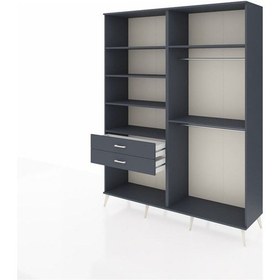 Resim Hyperion Gardrop 6 Raflı 2 Çekmeceli 2 Askılı 176x44x221 Antrasit-antrasit Beyaz 