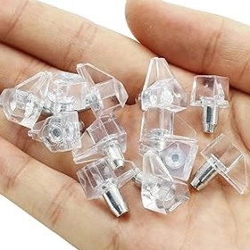 Resim Glaswen Kristal Raf Pimi Şeffaf Cam Ahşap Metal Raf Tutucu Çivisi Mobilya Dolap Pimi (50 Adet) 