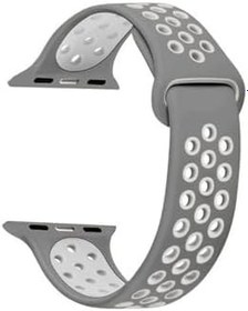 Resim Gpack Apple Watch SE 2 2023 40mm ile Uyumlu Kordon, Delikli Çift Renk Silikon, Gri 