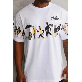 Resim Beruflic Bisiklet Yaka Baskılı Oversize T-Shirt - Beyaz 