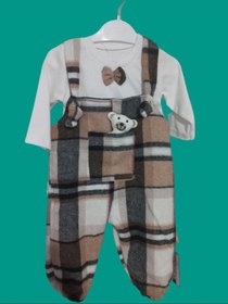 Resim Unisex Welsoft Ekose Desen Kahverengi Baskılı Slopet Takım Açık Kahverengi 