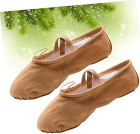 Resim Bale ayakkabısı, streç kanvas, kaymaz dans ayakkabısı, bale egzersizi ayakkabısı, bale antrenmanı, pilates ayakkabısı, bale dansçıları için, yoga ayakkabısı, açık kahverengi, Açık 
