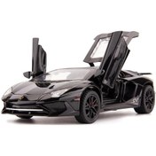 Resim Cacao 1:32 Lamborghini Lp750 Modeline Uyumlu Çocuklar Için Sesli Ve Işıklı Geri Çekilebilir Araba Oyuncak Araba Erkek Kız, Metal Gövde, Kapı Açık, Siyah1 Renkli 
