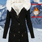 Resim Kadınların Rahat Polar Astarlı Kapüşonlu Ceketi - Mavi, Uzun Kollu, Cep Detaylı, Sıcak ve Şık Sonbahar/Kış Dış Giyim, Kış Ceketi 